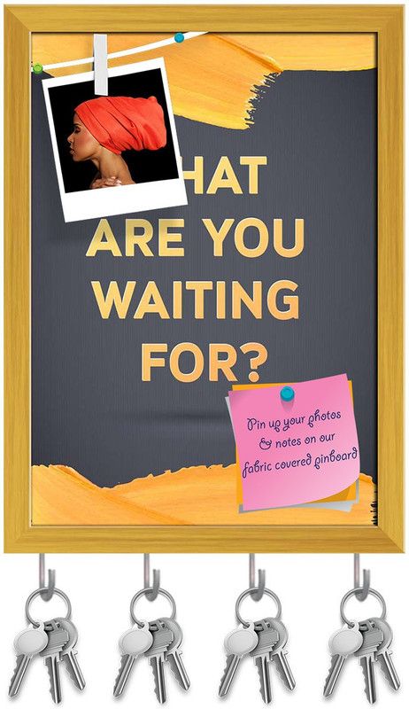 Artzfolio Inspirational Artwork Pin Board with Key Holders Golden Frame 6x8.1inch Cork Bulletin Board  (Multicolor 6 x 8.1 inch (15 x 21 cms))