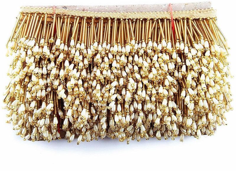 gilded cloud Finetage Pipe Latkan Border Lace for Dresses Saree Lehenga, Suits Blouses Dupatta Chunri and Craft (Gold 9 m) Lace Reel  (Pack of 1)