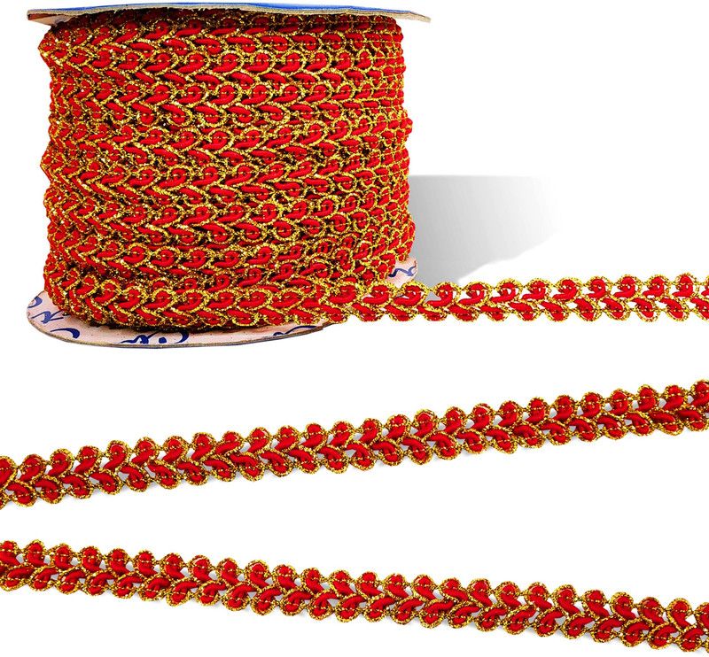 Uniqon CWG0399 (M:10286) (1cm X 18 Mtr) Red & Gold Shining Gota For Saree, Lehenga, Blouse Embellishment Lace Reel  (Pack of 1)