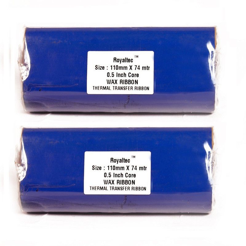 Royaltec 110MMX74Mtr Set of 2 Barcode Ribbon NON-ADHESIVE Paper Label  (Black)