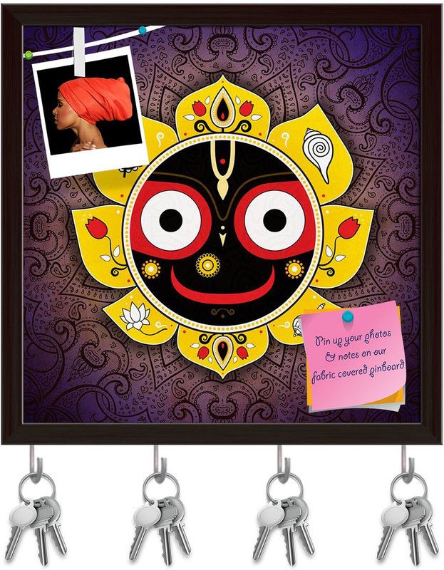Artzfolio Lord Jagannatha Indian God of the Universe Pinboard Key Hook Dark Brown20x20in Cork Bulletin Board  (Multicolor 20 x 20 inch (51 x 51 cms))