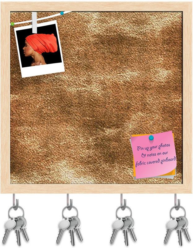 Artzfolio Grunge Tile Pin Board with Key Holders Natural Brown Frame 8x8inch (20x20cms) Cork Bulletin Board  (Multicolor 8 x 8 inch (20 x 20 cms))
