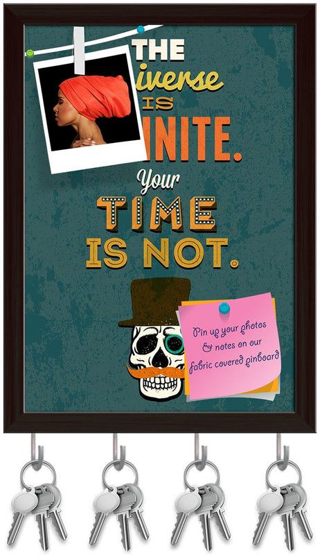 Artzfolio Typography Artwork D9 Pinboard with Key Holders Dark Brown Frame10x13.9inch Cork Bulletin Board  (Multicolor 10 x 13.9 inch (25 x 35 cms))