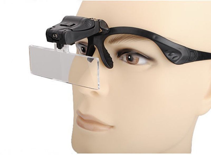 Star Magic Dual- Spacs And Headband Interchangeable Magnifier 1x ,1.5x, 2x, 2.5x, 3.5x Head Magnifier  (Black)