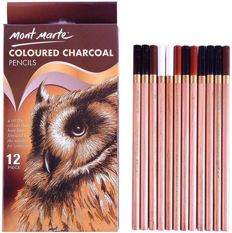 Skywalk Charcoal Pencils Round Shaped Color Pencils  (Set of 12, Multicolor)