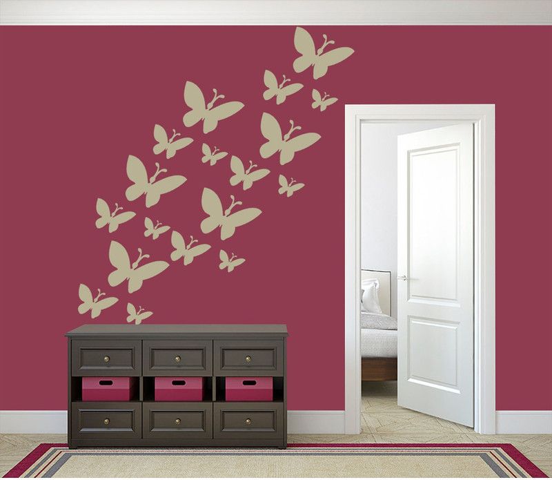 YMS Size:- 16" X 24" Fluttery World Wall Stencil  (Pack of 1, FLYINGYARD PATTERN)