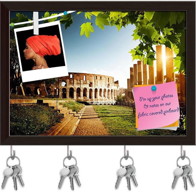 Artzfolio Colosseum In Rome Italy Pinboard with Key Holders Dark Brown Frame10.9x8inch Cork Bulletin Board  (Multicolor 10.9 x 8 inch (28 x 20 cms))