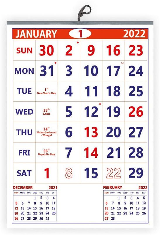 Vivid Print VP-801-22 2022 Wall Calendar  (Multicolor, Office calendar)