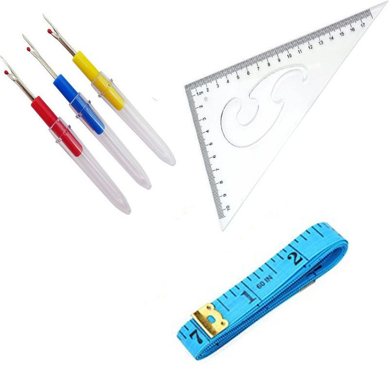 Crafts Haveli 3 Items Combo : 3 Seam Ripper, 1 L Curve & 1 Measuring Tape Sewing Kit