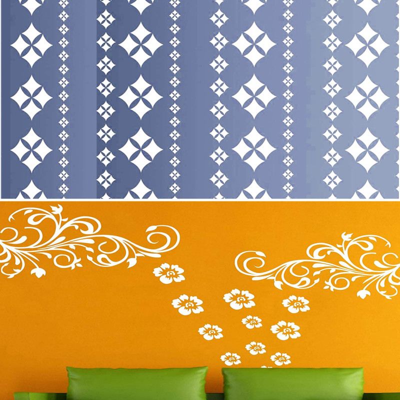 Kayra Decor KHS226_KHS376 Combo Premium Quality Reusable Beautiful (Size:- 16 X 24 Inches) for Home Decoration Wall Stencil KHS226_KHS376 Wall Stencils Stencil  (Pack of 2, Painting Home Decor)
