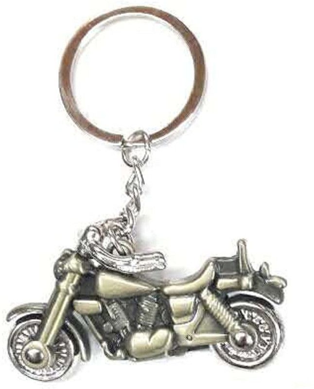 FOXR Motor Bike Shape Copper Chain Full Metal Keyring For Car And Bike(Brown) Key Chain