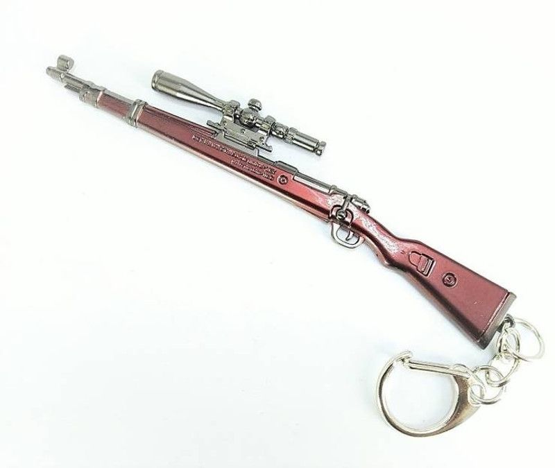 Rexter 3D Metal Body Pubg Gun Karabiner 98 sniper Rifle ( 120mm Length) Key Chain