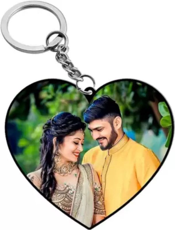 NatkhatTees Personalized Own Front Photo Heart Shape Key Chain
