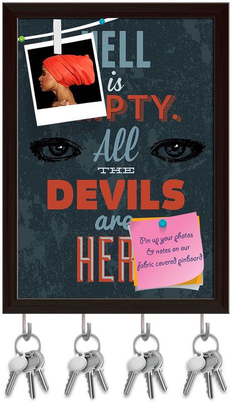 Artzfolio Typography Artwork D10 Pinboard with Key Holders Dark Brown Frame10x13.9inch Cork Bulletin Board  (Multicolor 10 x 13.9 inch (25 x 35 cms))