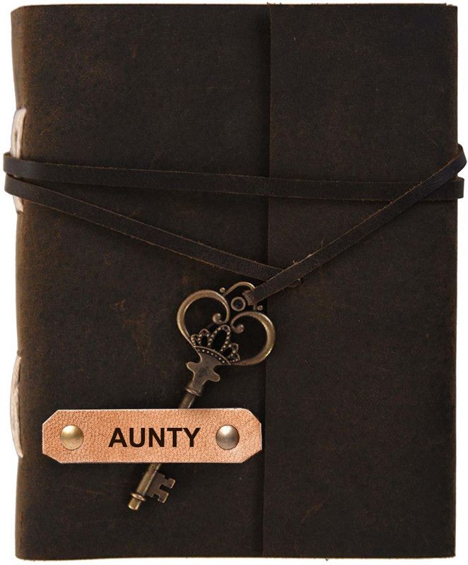 Rjkart AUNTY embossed Leather Cover Diary With Key Lock A5 Diary Unruled 200 Pages  (Brown)
