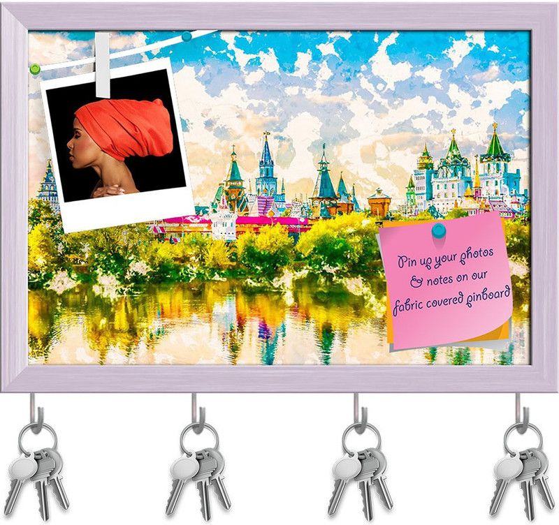 Artzfolio Landscape Izmaylovo Kremlin Moscow Russia D2 Pinboard & Key Hooks White17.5x12in Cork Bulletin Board  (Multicolor 17.5 x 12 inch (44 x 30 cms))
