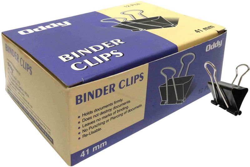 Oddy Smart Large Nickel Plated Binder Clip  (Set of 3, Black)