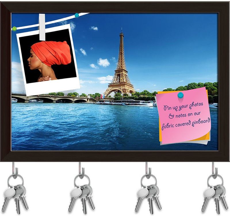 Artzfolio Paris With Eiffel Tower, France Pinboard & Key Holders Dark Brown Frame17.5x12in Cork Bulletin Board  (Multicolor 17.5 x 12 inch (44 x 30 cms))