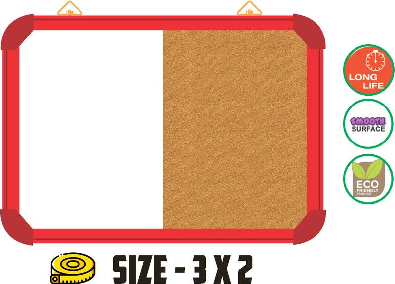 Sunway Display System Non-magnetic Board 3*2 FEET, RED ALUMINIUM FRAME(LEMON) Bulletin Board CORK Bulletin Board  (LEMON)
