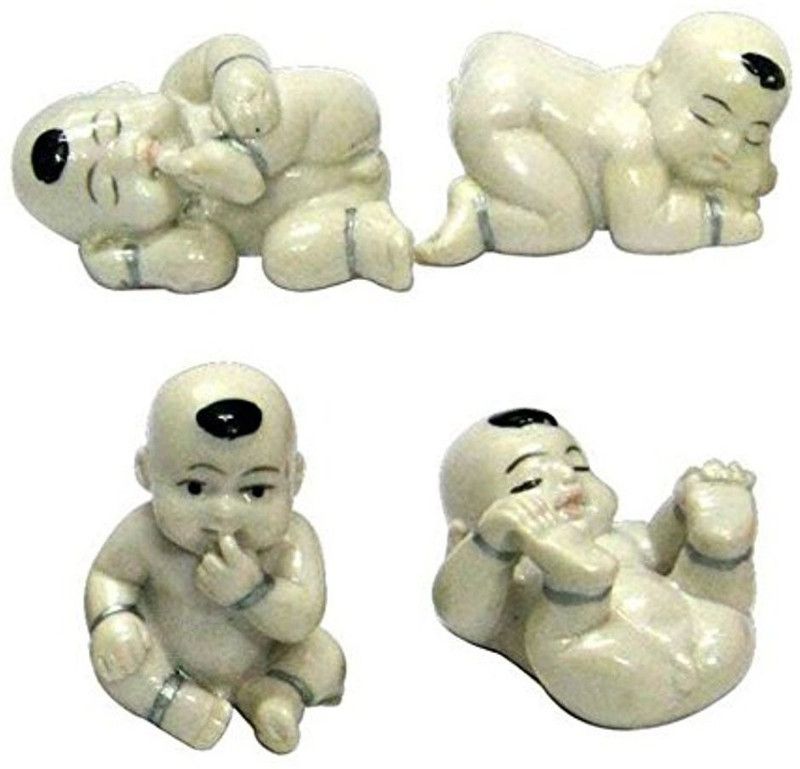 VR Creatives Laughing Buddha Born Baby Boy to Wish Born Baby Boy (4 cm X 3 cm X 6 cm, White) Paper Weight Desk Table Decoration Gift Polirisen Paper Weights with Buddha  (Set Of 4, White)