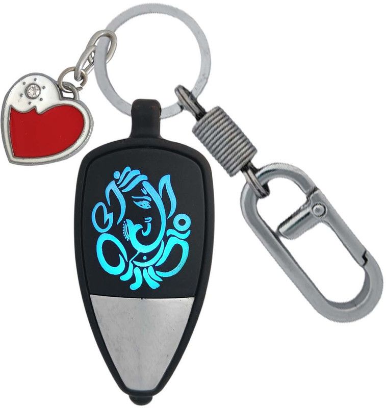 HANDSOME ISK Beautiful Color Design ganesh multicolor light along with with red and white heart also with Best Quality Hanging Lock Key Chain