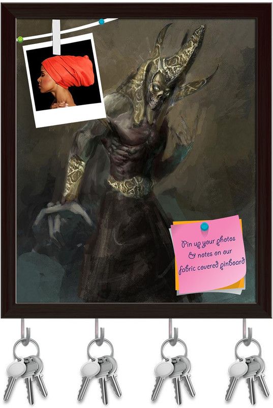Artzfolio Undead Egyptian Pharao Rising Pinboard & Key Holders Dark Brown Frame8x9.3inch Cork Bulletin Board  (Multicolor 8 x 9.3 inch (20 x 24 cms))