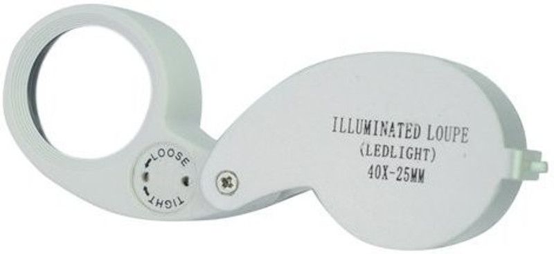 Skywalk Metal White LED Illuminated Loupe 40X-25mm Jewelry Magnifying Glass Magnifier 40X Magnifier  (White)