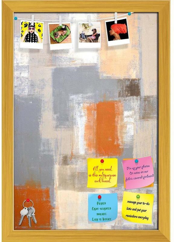 Artzfolio Abstract Artwork Notice Pin Board Golden Frame 12 x 17.5 inch (30 x 44 cms) Cork Bulletin Board  (Multicolor 12 x 17.5 inch (30 x 44 cms))