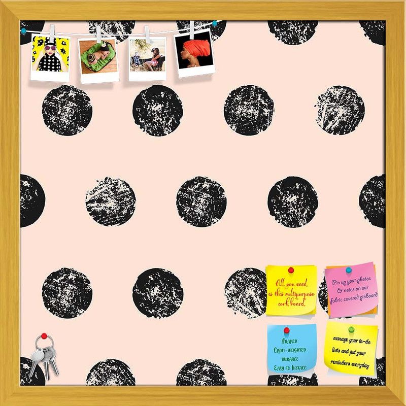Artzfolio Watercolor Abstract Pattern in Black And Pastel Pink Notice Pin Soft Board Cork Bulletin Board  (Golden Frame 28 x 28 inch (71 x 71 cms))
