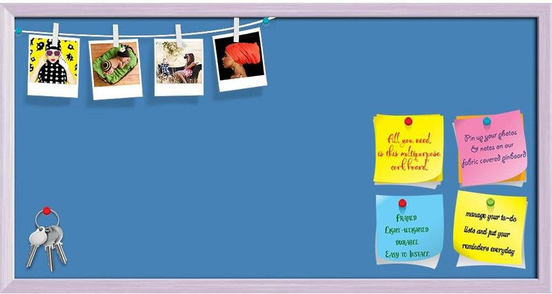 Artzfolio Blues & Cyans Steel Blue Colour Notice Pin Board Soft Board with Push Pins Cork Bulletin Board  (Steel Blue 36 x 18 inch (91 x 46 cms))