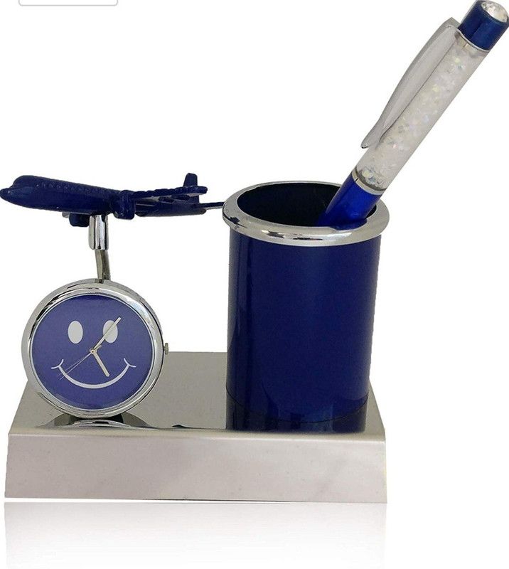 SMART WORLD 1 Compartments METAL PENS STAND & DESK ORGANISER  (Blue)