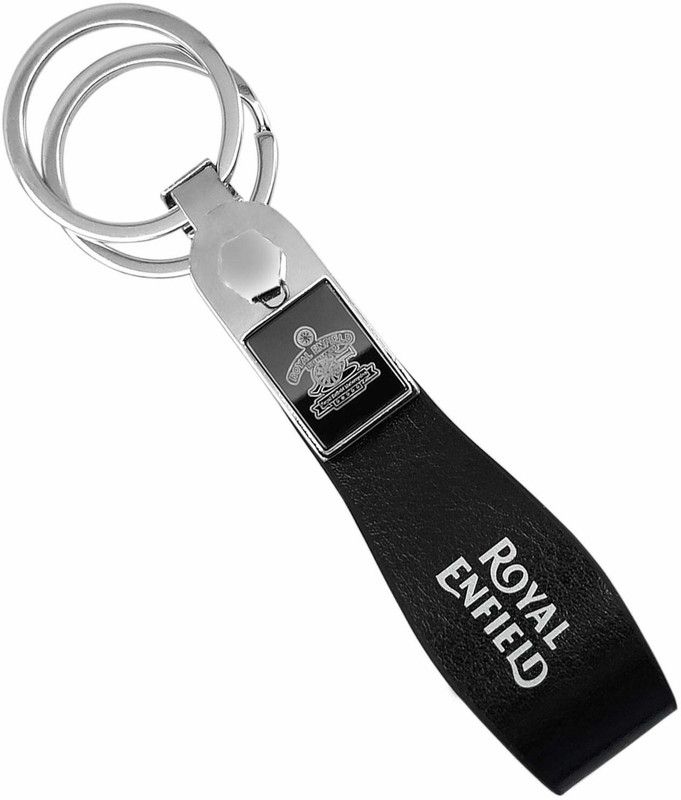 NSV Royal Enfield Classic Bullet Bike Leather Key Chain, Keyring Two Wheeler Bike Key Ring, Keychain (Black) Key Chain