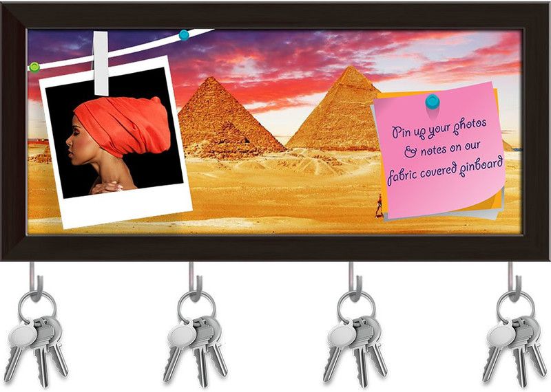 Artzfolio Great Pyramid Giza Egypt Pinboard with Key Holders Dark Brown Frame17.9x8inch Cork Bulletin Board  (Multicolor 17.9 x 8 inch (45 x 20 cms))