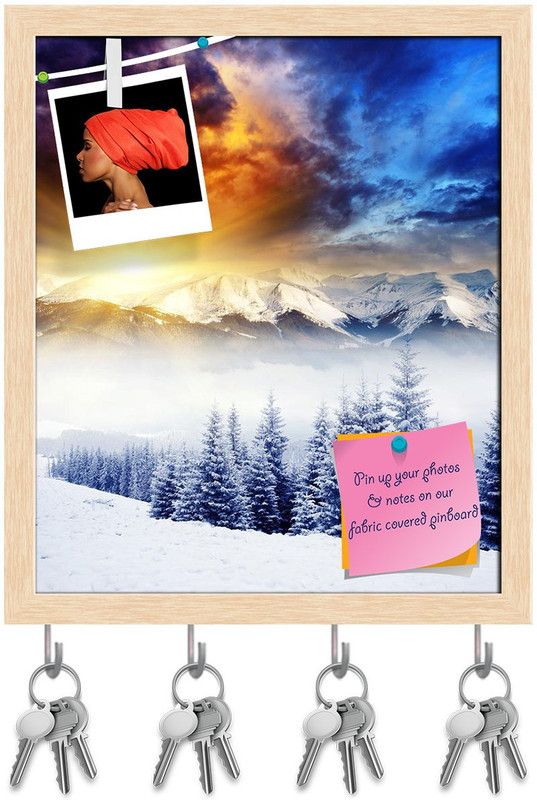 Artzfolio Majestic Winter Landscape D1 Pinboard & Key Holders Natural Brown Frame6x7inch Cork Bulletin Board  (Multicolor 6 x 7 inch (15 x 18 cms))