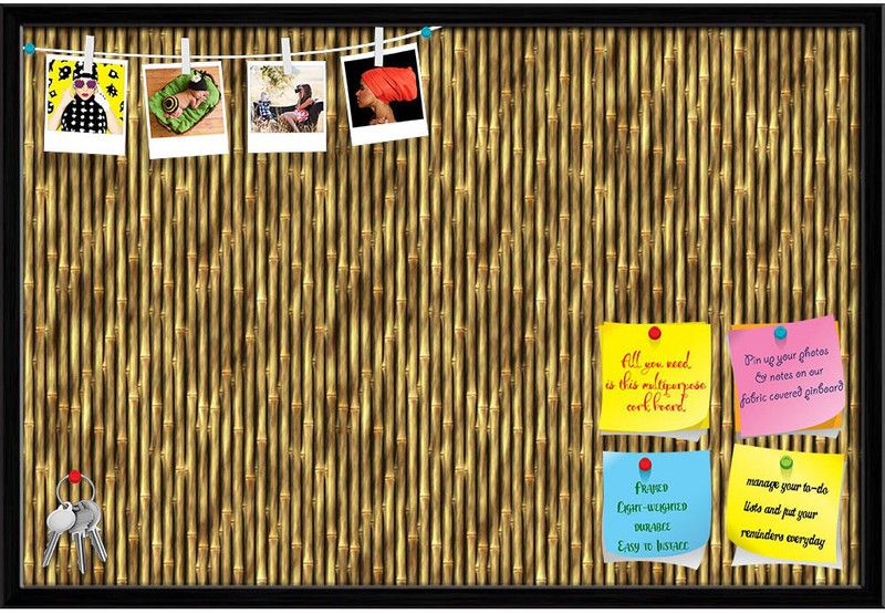 Artzfolio Bamboo Art Notice Pin Board Black Frame 18 x 12 inch (46 x 30 cms) Cork Bulletin Board  (Black Frame 18 x 12 inch (46 x 30 cms))