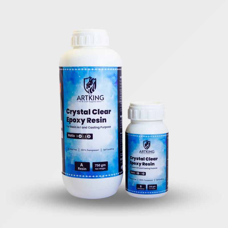 THE ARTKING Crystal Clear Epoxy Art Resin 3:1 Ratio (1KG) | 750gm Resin + 250gm Hardener