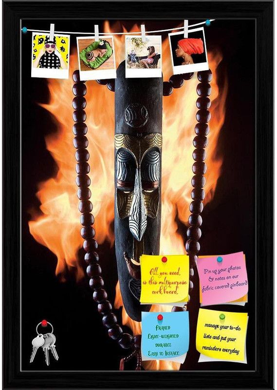 Artzfolio Mask On Fire Notice Pin Board Soft Board with Push Pins Cork Bulletin Board  (Black Frame 16 x 23.5 inch (41 x 60 cms))