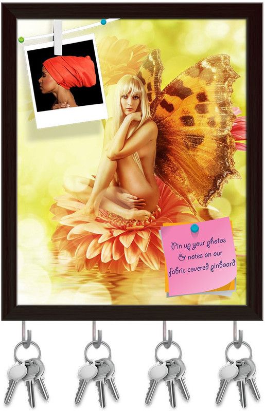 Artzfolio Fairy With Wings On A Flower In Water Pinboard Key Hook Dark Brown10x12.2in Cork Bulletin Board  (Multicolor 10 x 12.2 inch (25 x 31 cms))