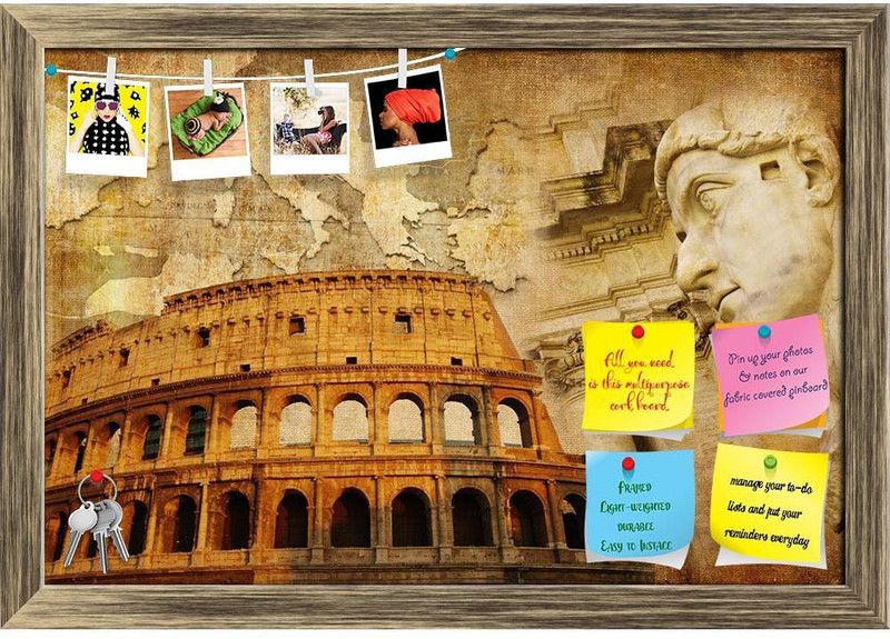 Artzfolio Roman Empire Notice Pin Board Soft Board with Push Pins Cork Bulletin Board  (Antique Gold Frame 23.3 x 16 inch (59 x 41 cms))