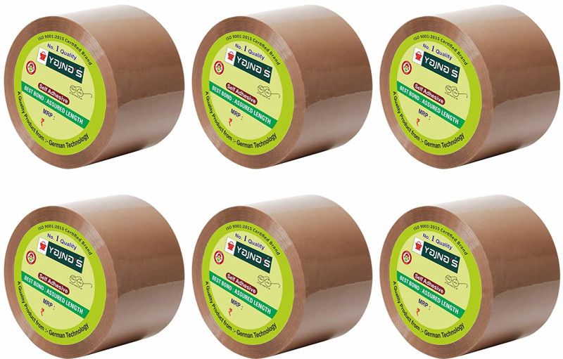 YAJNAS 3 Inch 65 Meters, Pack of 6 brown tape, 50 Microns Brown BOPP Tape Self Adhesive High-Strength Packing Tape Rolls, Packaging Tape | Brown Cello Tape | Tape for Box Packing Manual Dispenser Brown Cello Tape (Manual)  (Set of 6, Brown)