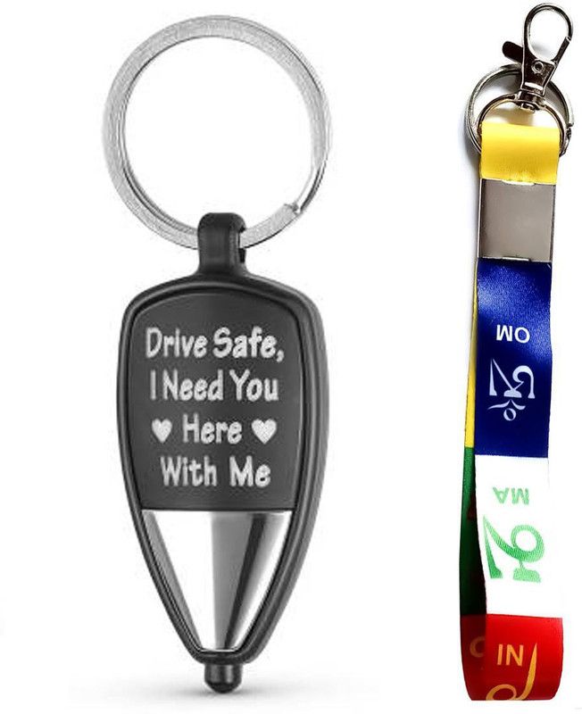ShopTop Drive Safe Message with Multicolour LED Light Keychain and Ladakh tag keychain Key Chain