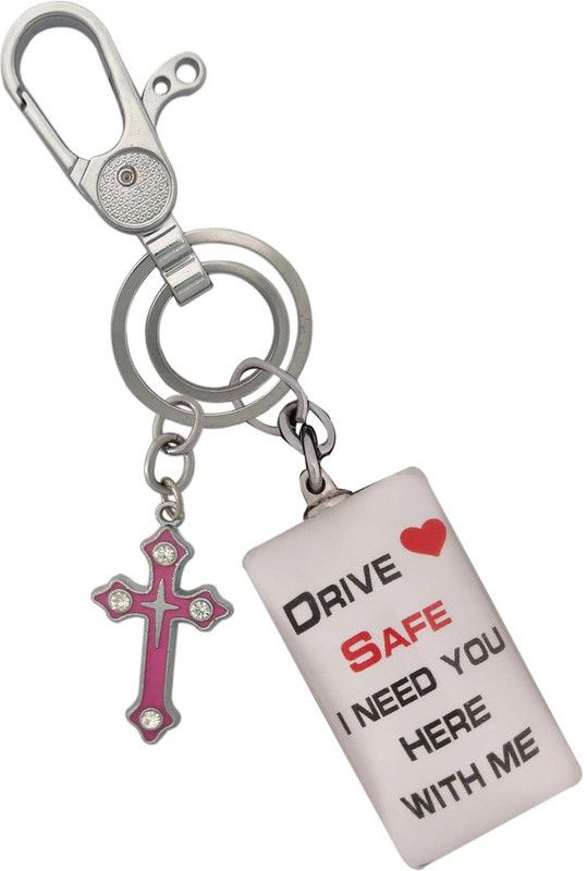 SHOKY LOOKS 3D Design Drive Safe Multi Color Good Quality Hanging Lock With Jesus Cross Key Chain
