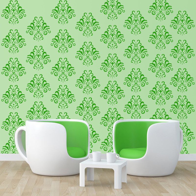 Arhat DAMASK E-317 GLOSSY PVC Stencil  (Pack of 1, DESIGNER MOTIFF)