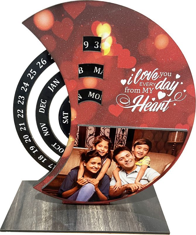 Shraddha Gift Art personalised perpetual calender with photo perpetual Table Calendar  (Red, Red, love)