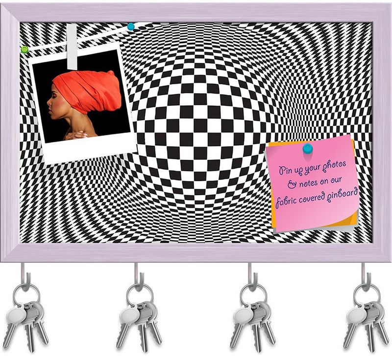 Artzfolio Abstract Artwork D72 Pinboard with Key Holder Hooks White Frame 12.2x8inch Cork Bulletin Board  (Multicolor 12.2 x 8 inch (31 x 20 cms))