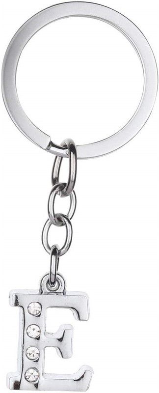 Relicon Alphabet Letter E (Design-43) Silver Metal Keychain for Car Bike Men Women Keyring Key Chain