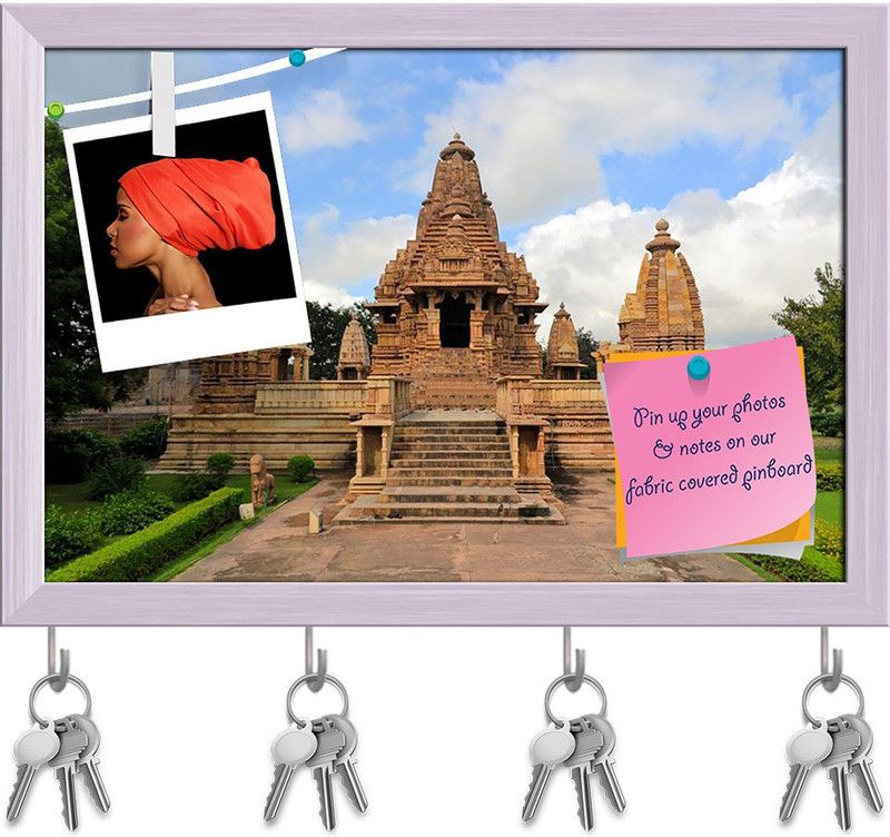 Artzfolio Khajuraho Temples In Madhya Pradesh India Pinboard & Key Hooks White17.5x12in Cork Bulletin Board  (Multicolor 17.5 x 12 inch (44 x 30 cms))