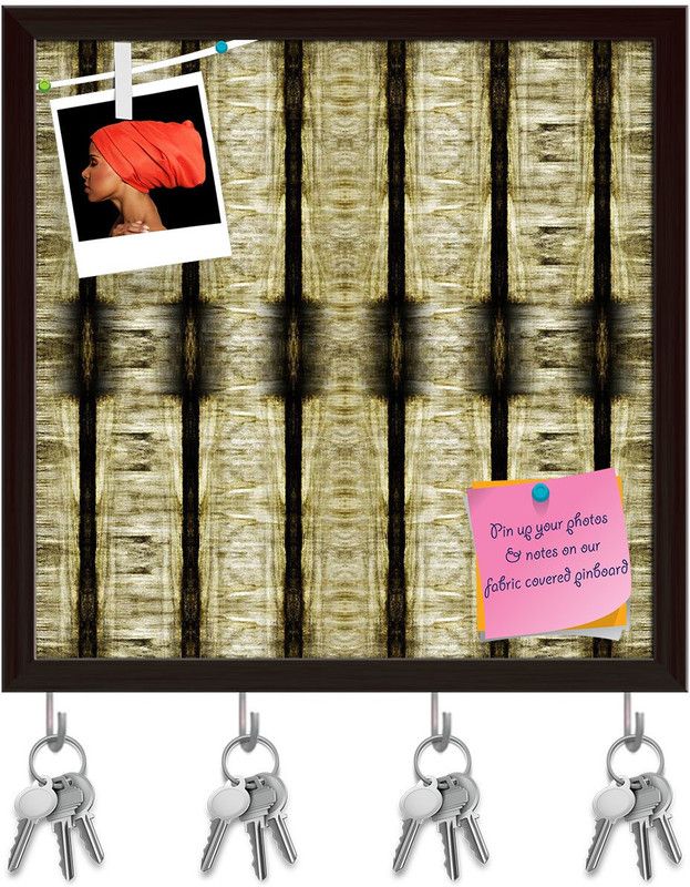 Artzfolio Abstract Artwork D115 Pinboard with Key Holder Hooks Dark Brown Frame 16x16inch Cork Bulletin Board  (Multicolor 16 x 16 inch (41 x 41 cms))