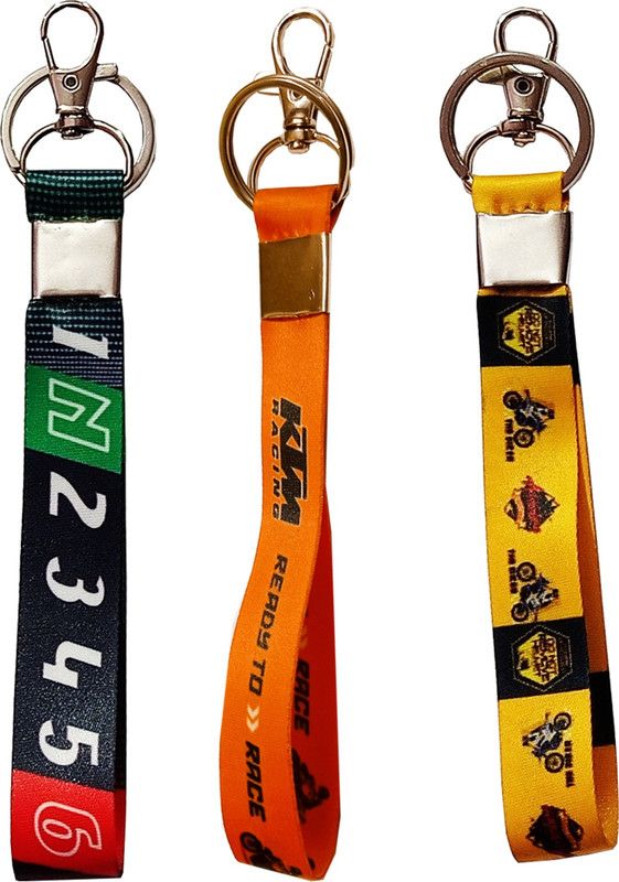 fashion points 3 Pcs Ready To Race Ktm Racing Rider Travel Theme Lanyard keychain Holder Key Chain