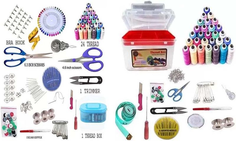Macaw Combo Pack Of Double Sewing Kit Tailoring Accessories Storage Box Sewing Kit